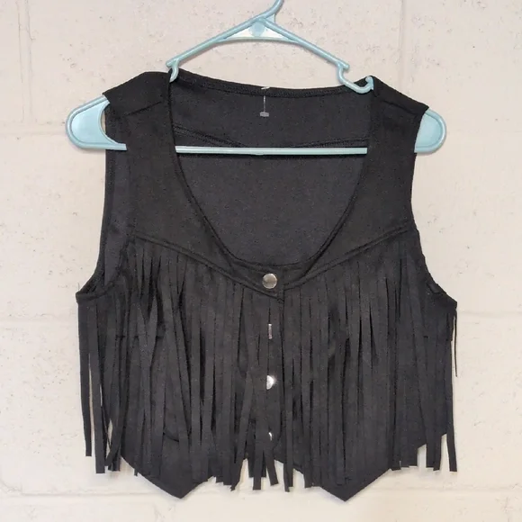 Women's Sleeveless Fringe Faux Suede Vest Size Medium NWOT, Boho Cowgirl - Picture 2 of 5